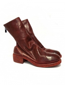 Red leather Guidi 788Z ankle boots