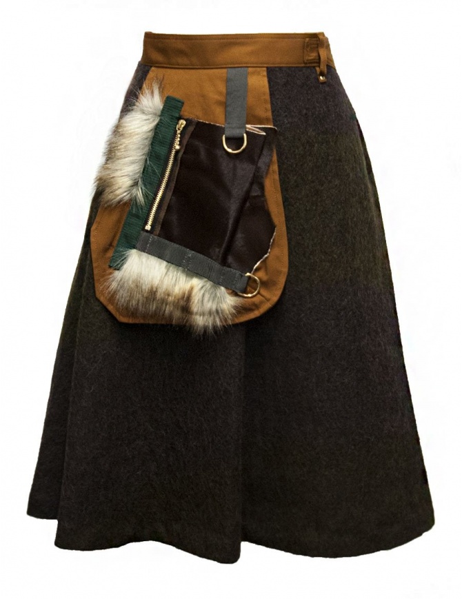 Kolor brown skirt 17WPL-S01106 A-KHAKI-BROWN womens skirts online shopping