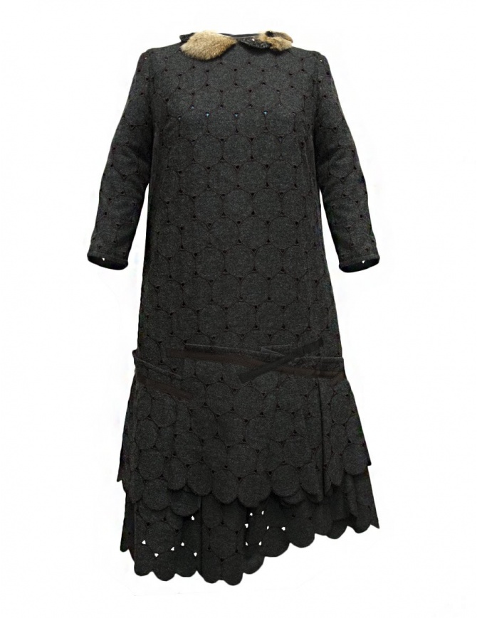 Kolor grey wool openwork dress 17WCL-O02145 GRAY womens dresses online shopping