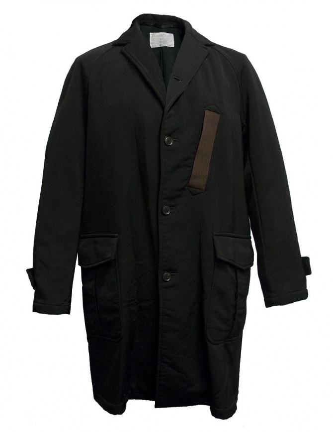 Kolor black coat with brown pocket 17WCM-C06108 D-BLACK mens coats online shopping