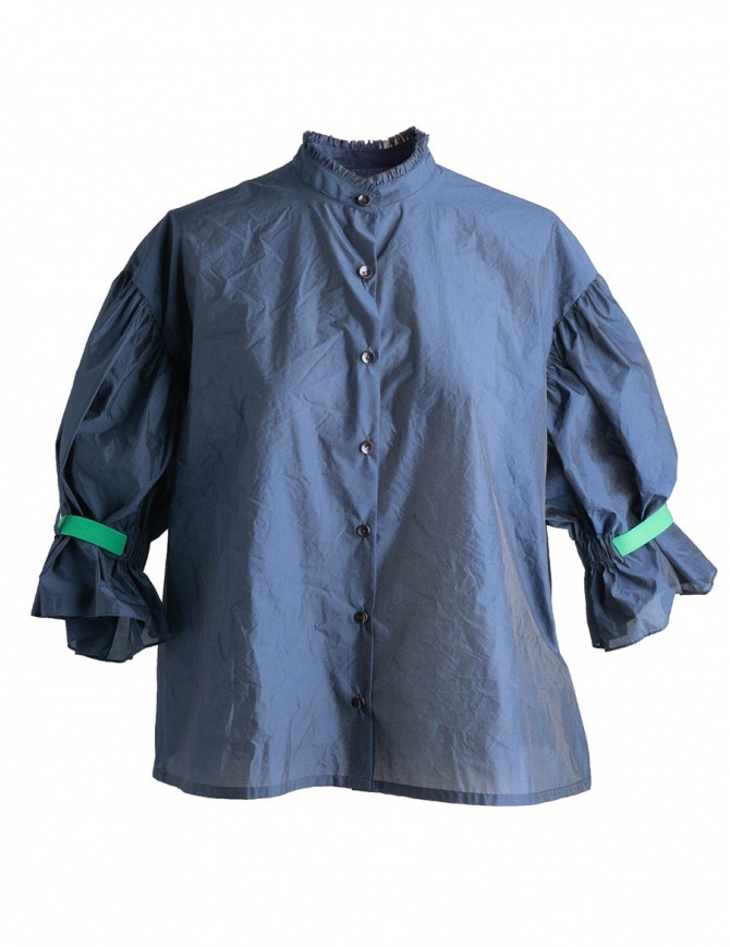 Blue Kolor Shirt with green band 18SCL-B06134 B-NAVY womens shirts online shopping