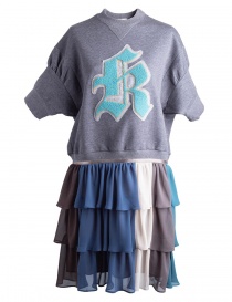 Womens dresses online: Kolor fleece gray dress with embroidered K