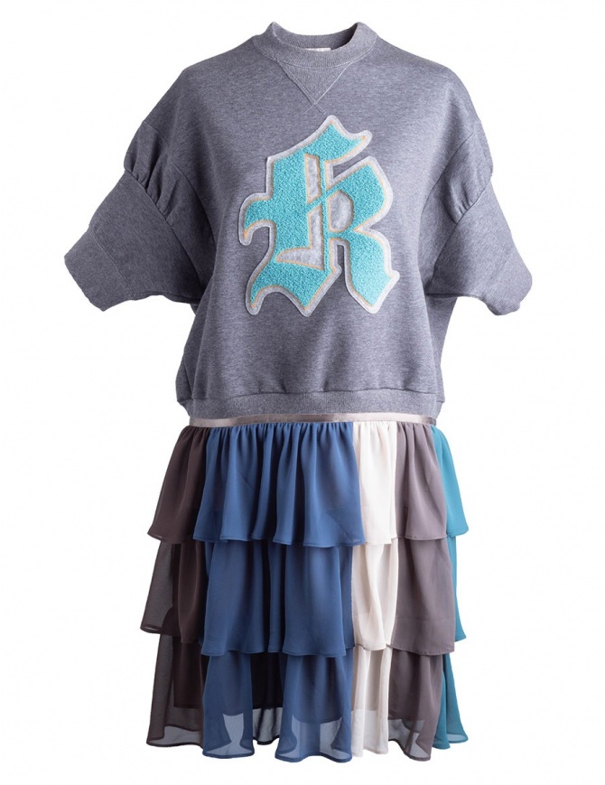 Kolor fleece gray dress with embroidered K 18SPL-O04222 GRAY womens dresses online shopping