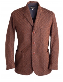 Brown Haversack Jacket with embossed diamond pattern online