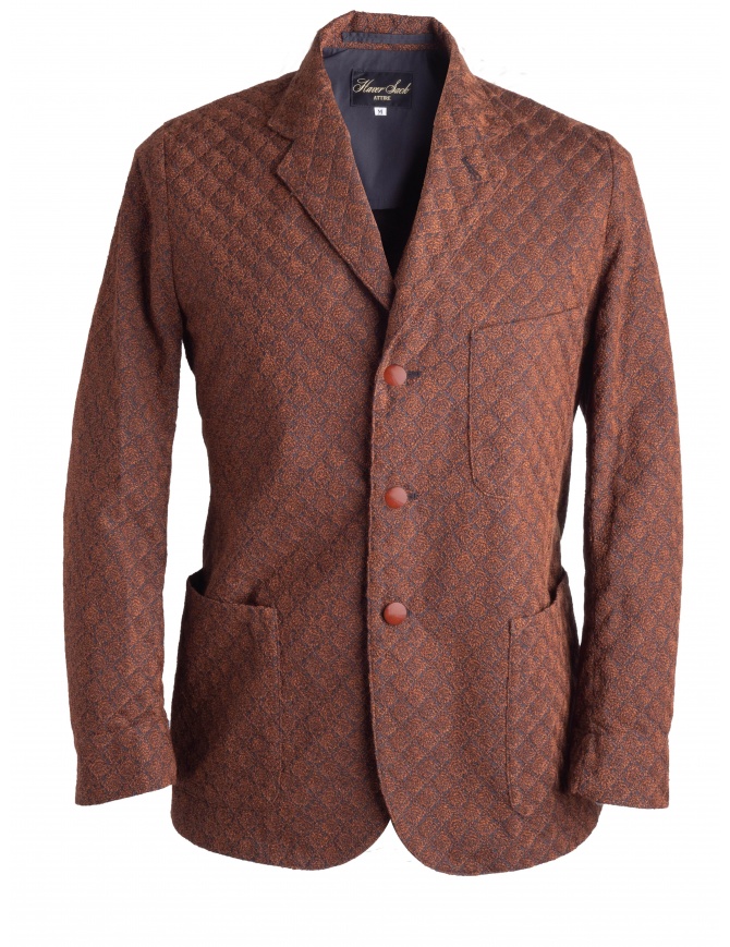 Brown Haversack Jacket with embossed diamond pattern 871808/34 JACKET mens suit jackets online shopping