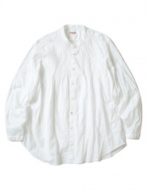 Camicia bianca Kapital plissé con increspature K1704LS133 SHIRT WHT