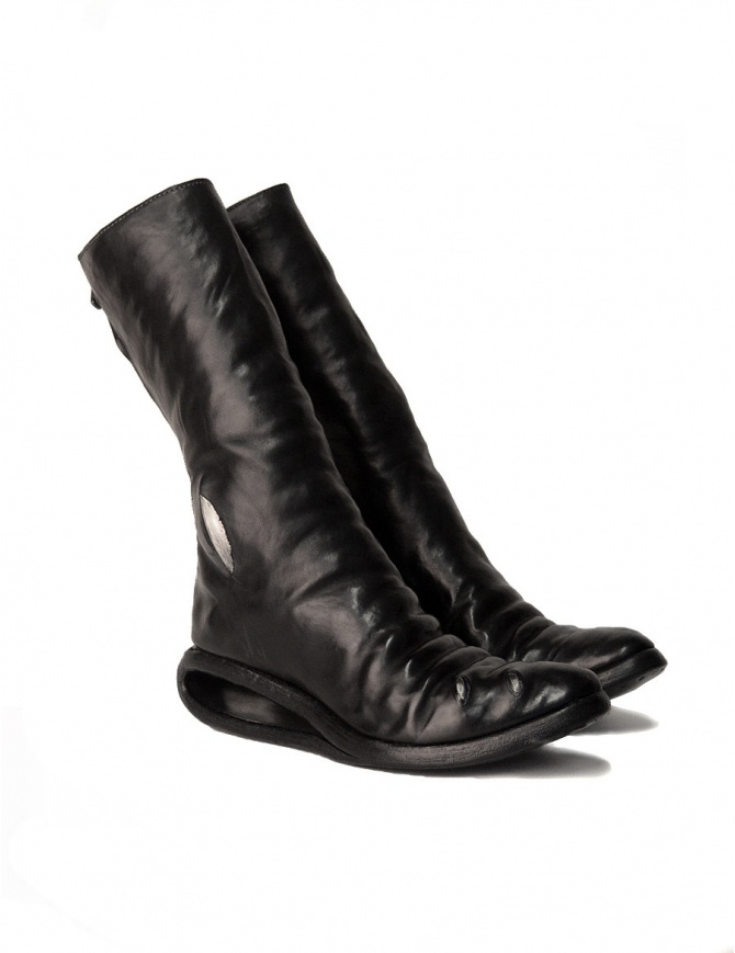 Black leather boots with metal insert AF/0907P CORS-PTC/010 womens shoes online shopping