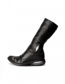 Black leather boots with metal insert buy online