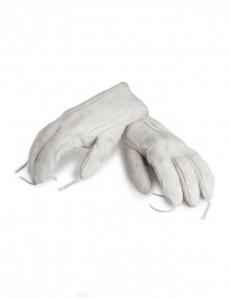 Gloves online: Carol Christian Poell light grey kangaroo leather gloves with tassels