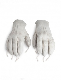 Carol Christian Poell light grey kangaroo leather gloves with tassels