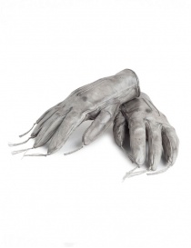 Gloves online: Carol Christian Poell kangaroo grey leather gloves with tassels