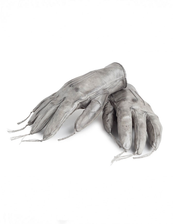 Carol Christian Poell kangaroo grey leather gloves with tassels AM/2300 ROOMS-PTC/19 gloves online shopping