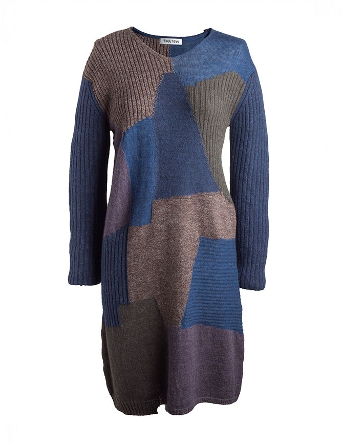 Fuga Fuga Faha blue brown violet wool dress FAHA123W BLUE DRESS womens dresses online shopping