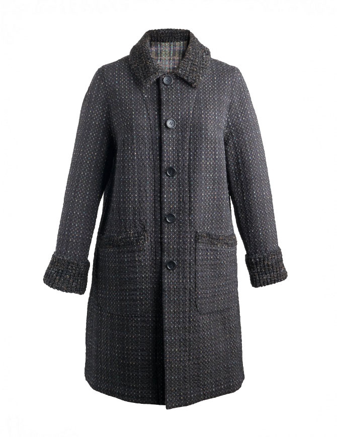 M.&Kyoko Kaha reversible coat black/colored checks KAHA752W-81 BLACK COAT womens coats online shopping