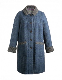 Womens coats online: M.&Kyoko Kaha reversible blue coat with colored checks