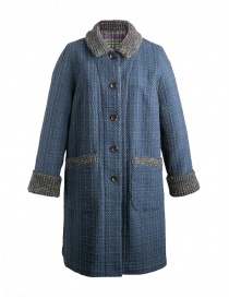 M.&Kyoko Kaha reversible blue coat with colored checks on discount sales online