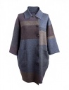 M.&Kyoko egg-shaped brown beige blue striped coat buy online KAHA730W-51 BLUE COAT