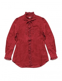 Camicie donna online: Camicia Kapital rossa di lino con ruffles