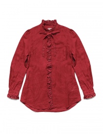 Camicia Kapital rossa di lino con ruffles K1809LS036 RED