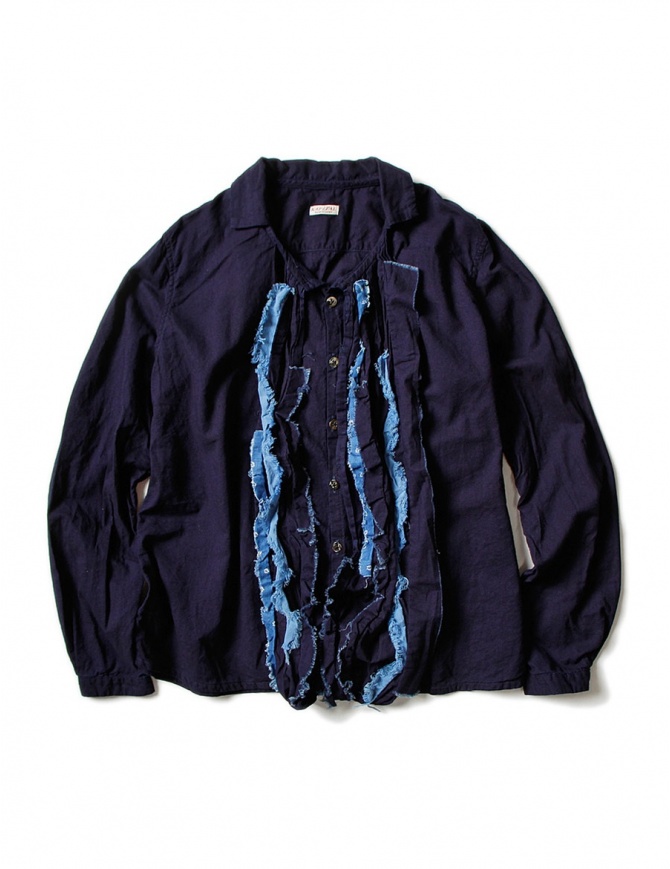 Camicia Kapital blu indaco con ruffles EK-640 IDG camicie donna online shopping