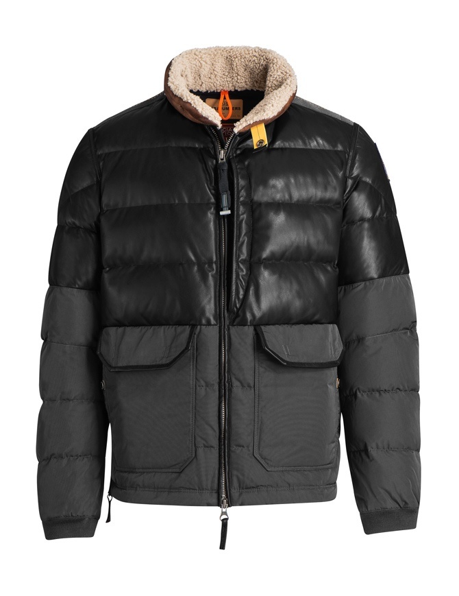 Parajumpers Bear charcoal leather down jacket PM JCK SE02 BEAR MAN 555 mens jackets online shopping