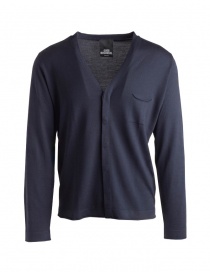 Mens cardigans online: Goes Botanical blue cardigan in merino wool