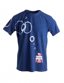 Mens t shirts online: Kapital indigo T-shirt with decoration Batik