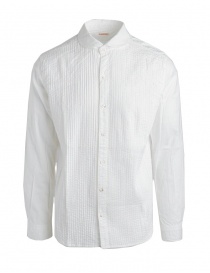 Camicia bianca Kapital con plissettatura K1507LS243 WHITE