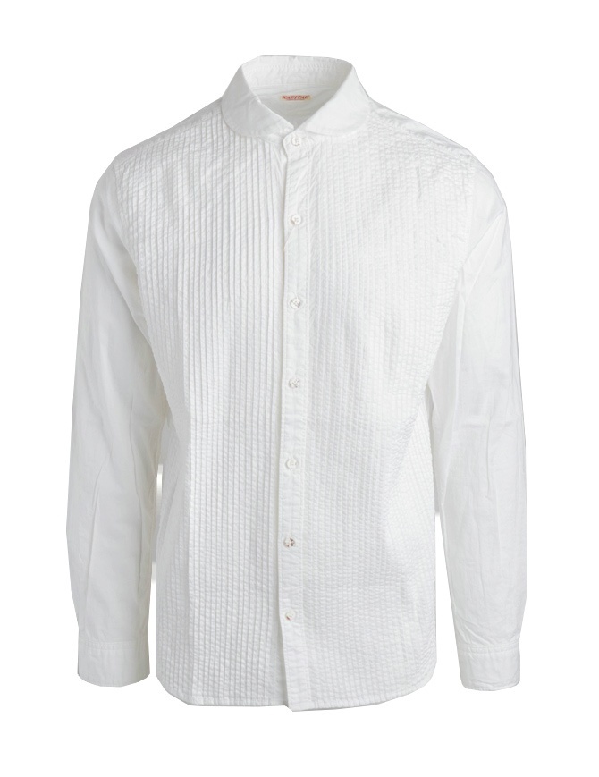 Camicia bianca Kapital con plissettatura K1507LS243 WHITE
