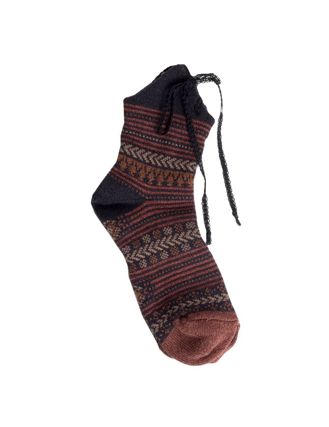 Kapital brown socks with laces K1504XG342 BLK socks online shopping