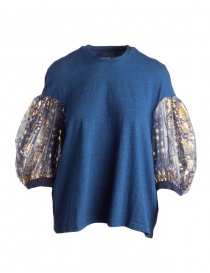 Maglia Kapital blu con maniche a sbuffo in tulle KOR802SC45 IDG order online