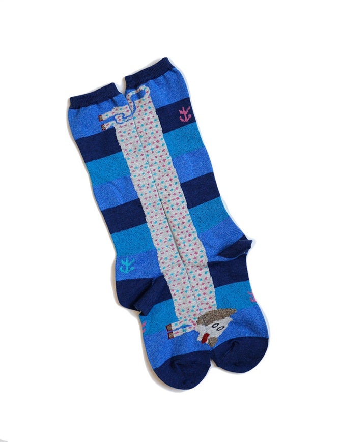 Kapital socks with dachshund dog drawing K1711XG614 NAVY SOCKS socks online shopping