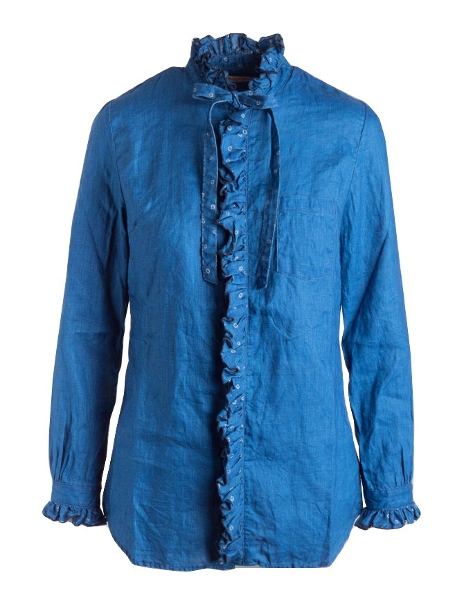 Kapital indigo shirt with ruffles K1809LS036 IDG womens shirts online shopping