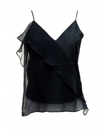 Women s tops online: European Culture black top with frills