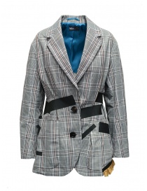 Womens suit jackets online: Kolor jacket with black stripes and white checkered pattern