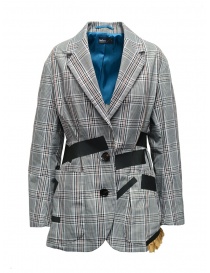 Kolor jacket with black stripes and white checkered pattern 19SCL-J01156 WHITE CHECK