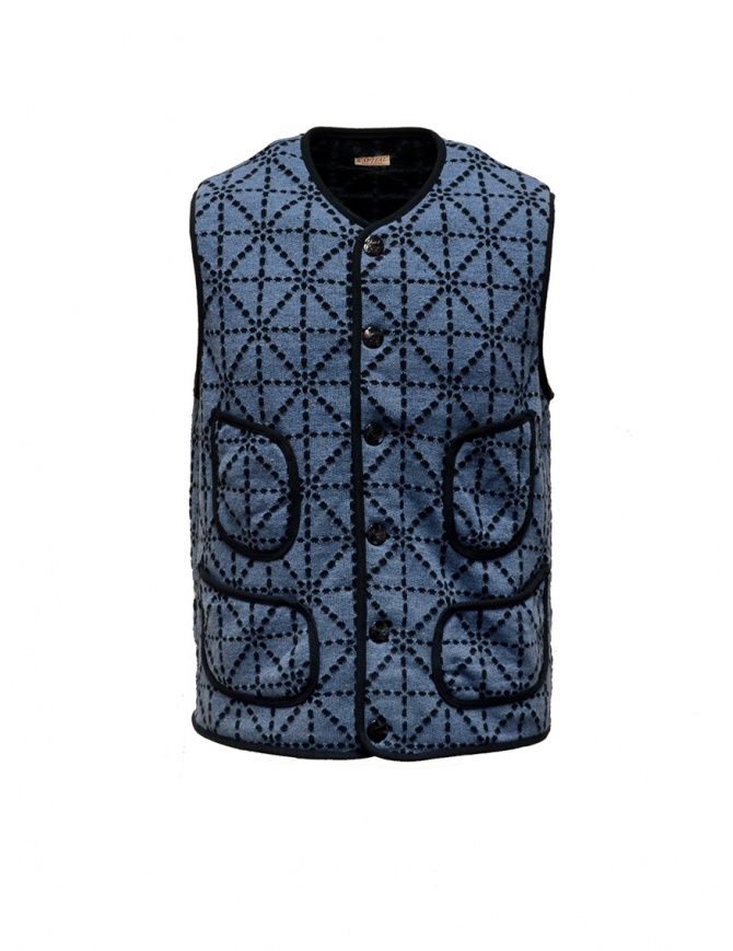 Kapital vest blue and black with pockets K1810SJ092 BLUE mens vests online shopping