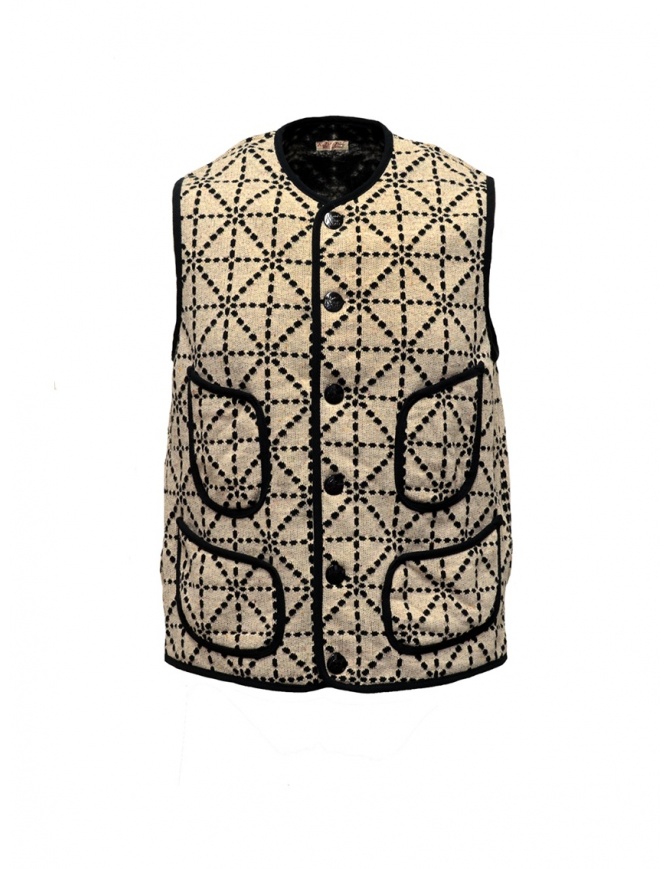 Kapital vest beige and black with pockets K1810SJ092 ECRU mens vests online shopping