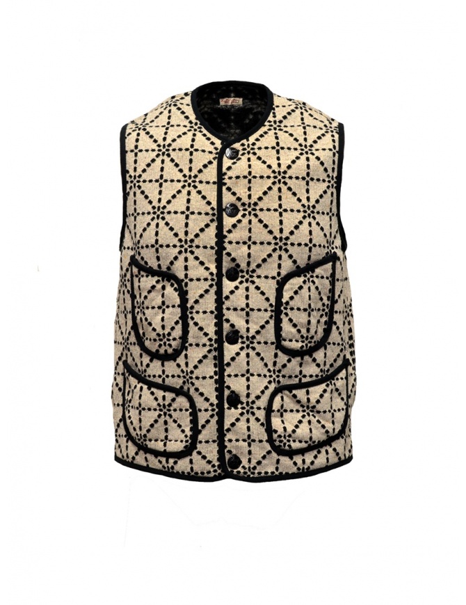 Kapital vest beige and black with pockets K1810SJ092 ECRU Kapital vest beige and black with pockets K1810SJ092 ECRU mens vests online shopping