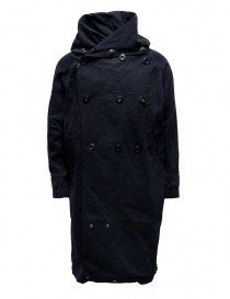 Mens coats online: Kapital black coat with multiple closures