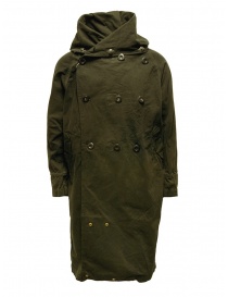 Mens coats online: Kapital khaki coat with multiple closures