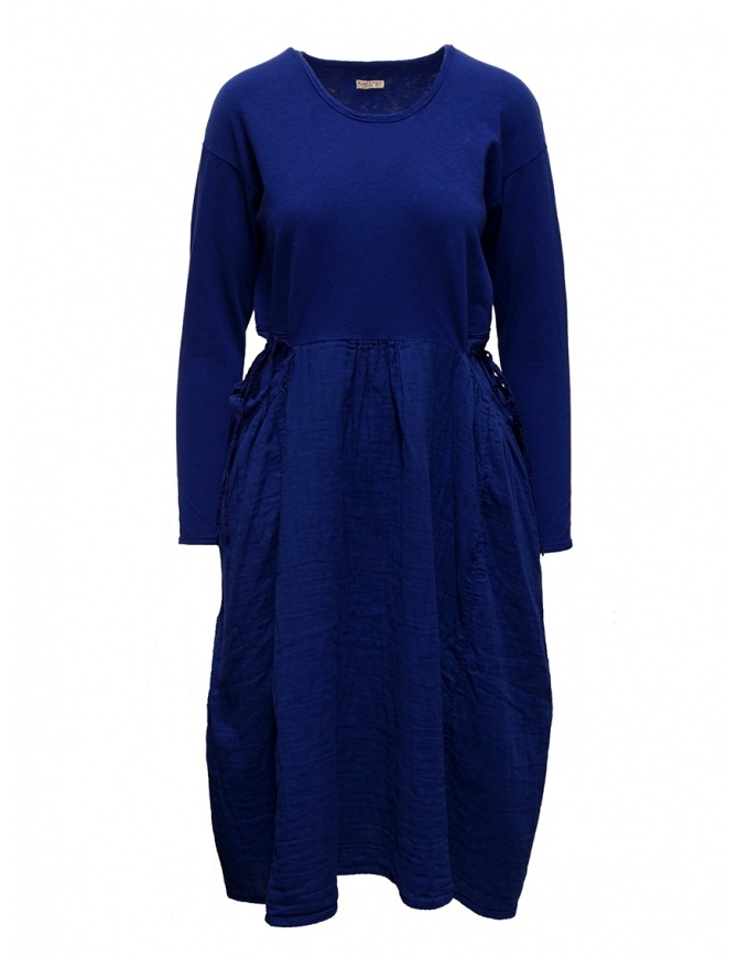 Kapital long sleeve electric blue cotton dress EK-463-BLUE womens dresses online shopping