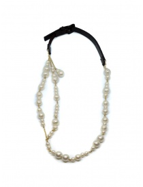 As Know As necklace with white pearls black buckle on discount sales online