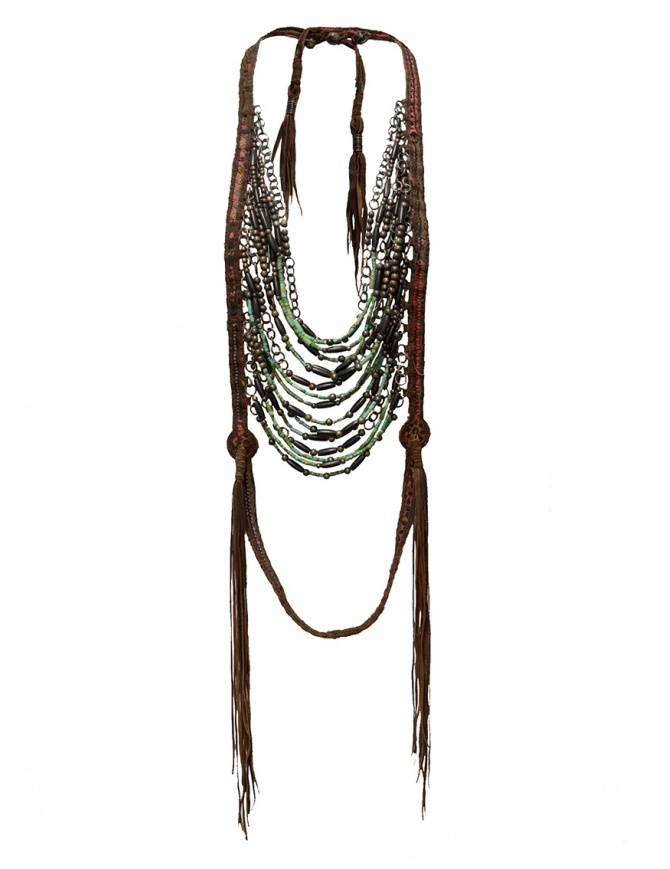 Share-Spirit necklace in suede and green pearls TOP DARK BROWN FA 432 gadgets online shopping