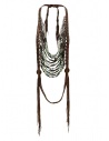 Collana Share-Spirit in pelle scamosciata e perle verdi acquista online TOP DARK BROWN FA 432