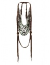 Share-Spirit necklace in suede and green pearls buy online TOP DARK BROWN FA 432