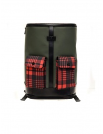 Frequent Flyer Captain green backpack red tartan pockets CAPTAIN M GREEN/TARTAN RED