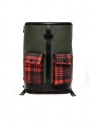 Frequent Flyer Captain green backpack red tartan pockets buy online CAPTAIN M GREEN/TARTAN RED