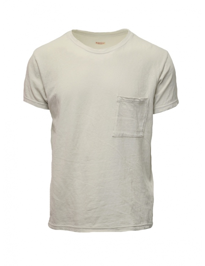 Kapital cream t-shirt with small pocket EK-442 IVORY mens t shirts online shopping