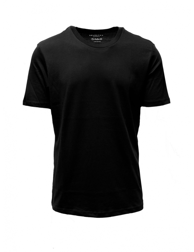 T-shirt Selected Homme nera liscia 16057141 BLK SHDTREPERFECT t shirt uomo online shopping